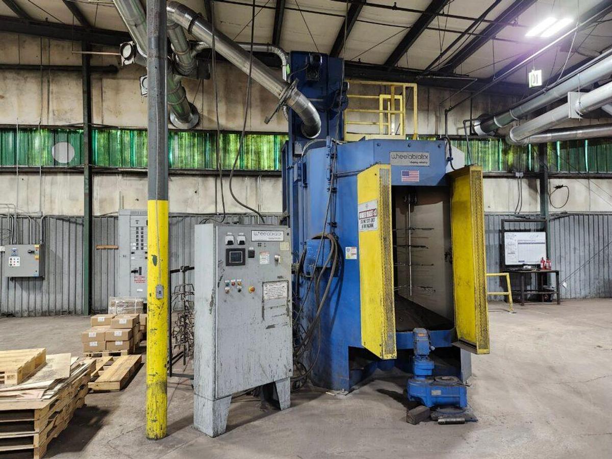 Wheelabrator, Spinner Hanger Blast Machine, 34 HP blast wheel, dust collector, reclaim elevator - Image 2