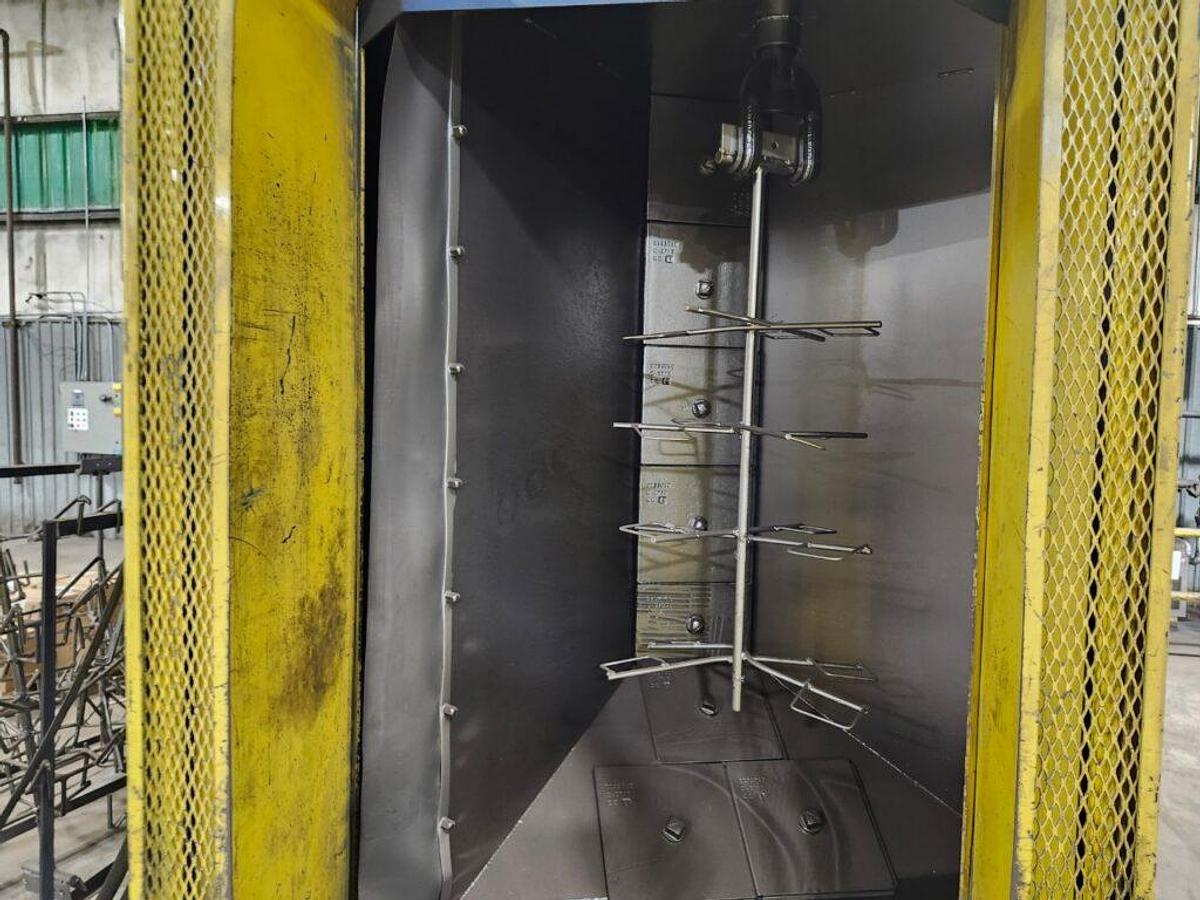 Wheelabrator, Spinner Hanger Blast Machine, 34 HP blast wheel, dust collector, reclaim elevator - Image 5