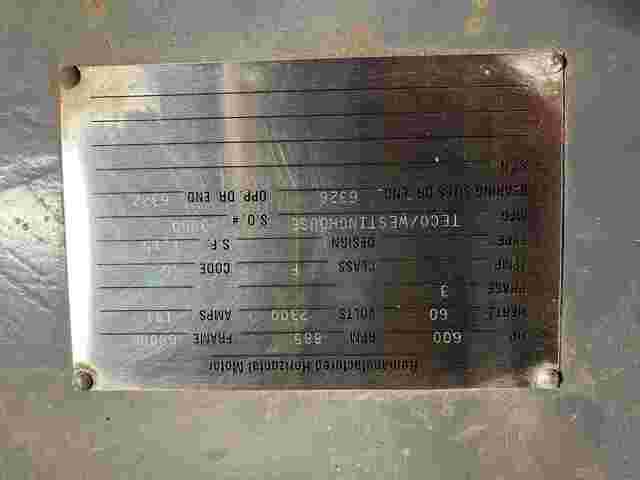 600 HP 885 RPM Teco Westinghouse, Frame 6808L, DP, 2300 Volts - Image 2