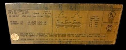 145 KVA 460 Delta Primary, 460 Delta Secondary, General Electric, Dry Type Transformer, 3 Phase - Image 2