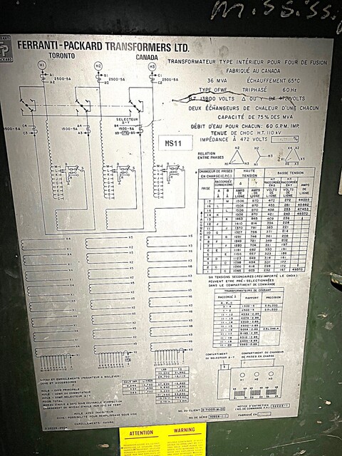36,000 KVA 13,800 Pri. 472 Sec., Ferranti Packard, Furnace Transformer - Image 5