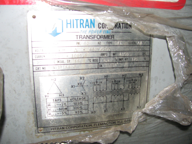 870 KVA 460 Delta Primary, 460Y/266 Secondary, Hetran, Isolation Transformer, 3 Phase - Image 2
