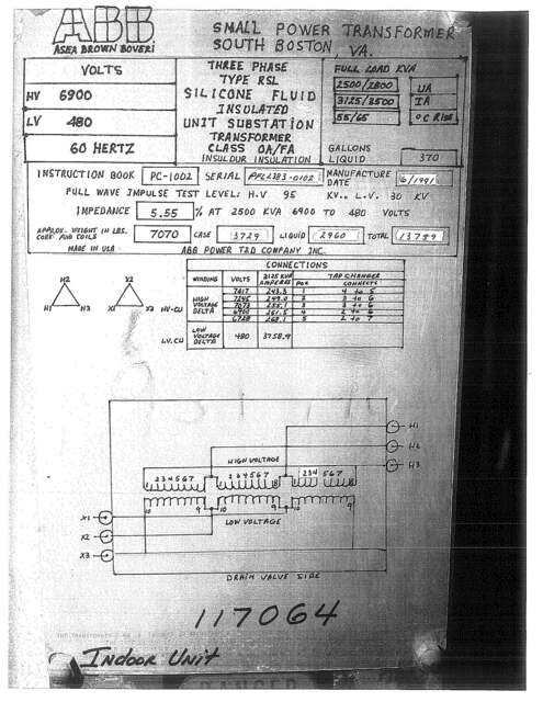 2500/3500 KVA 6900 Primary, 480 Secondary, ABB, Indoor Power Transformer - Image 6