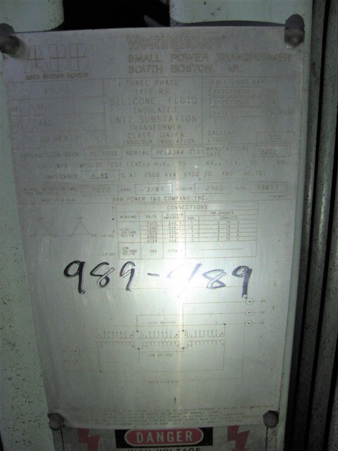 2500/3500 KVA 6900 Primary, 480 Secondary, ABB, Outdoor Power Transformer - Image 1