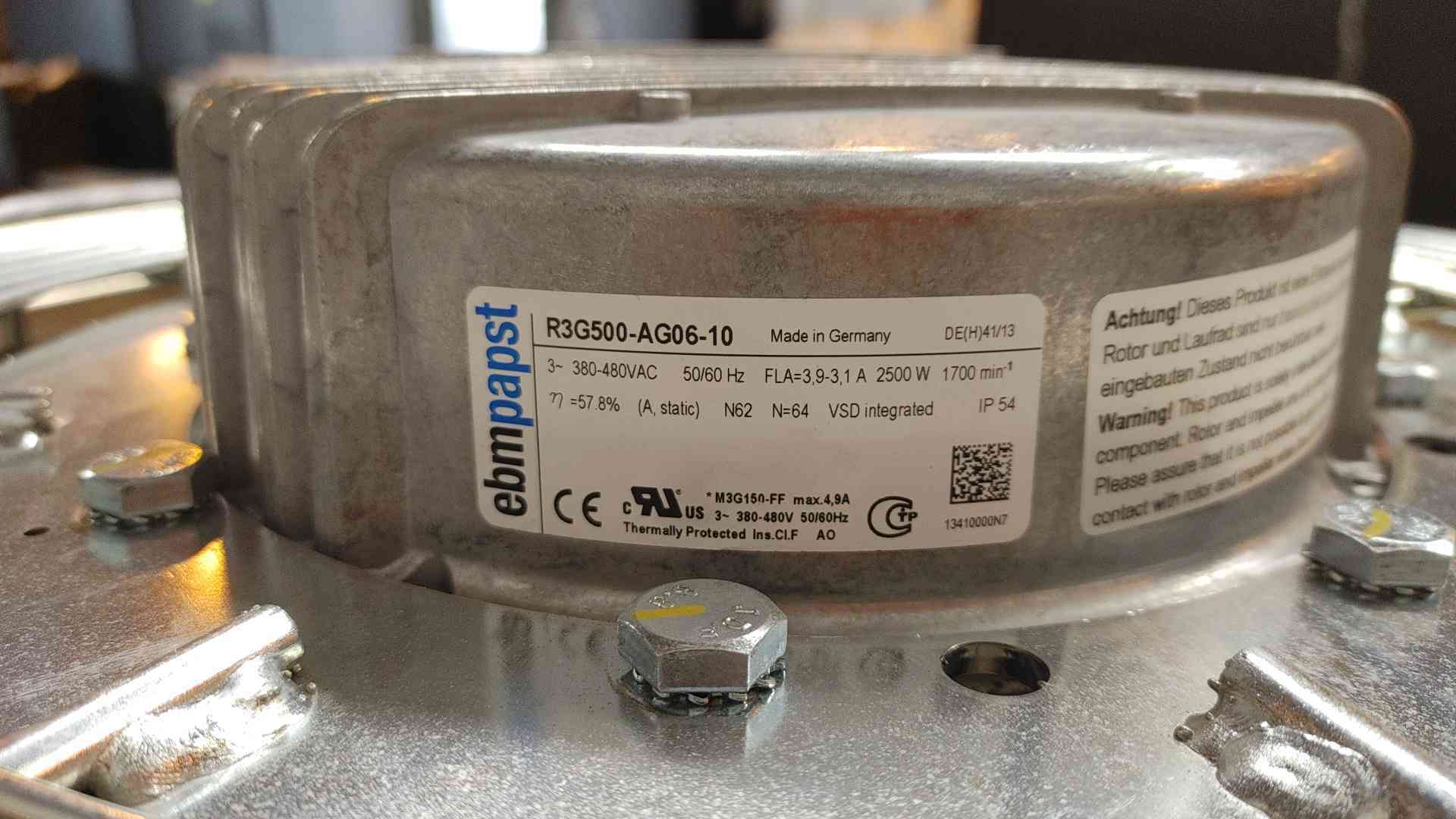 Ebmpapst Liebert Vertiv #R3G500-AG06-10, Fan, 480 V., 2500W (6 available) - Image 4
