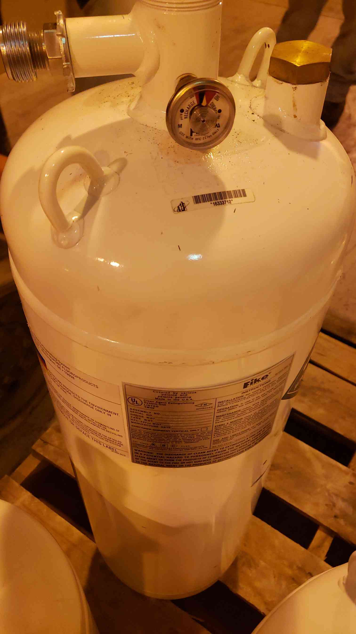90 lbs. Fike #HFC-227ea, FM-200 Fire Suppression Tank - Image 1