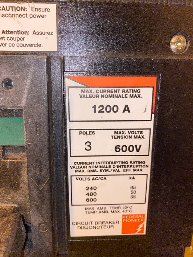 1200 Amps, Horizon Systems, CK31200S, 600 Volts, Circuit Breaker (14 available) - Image 3