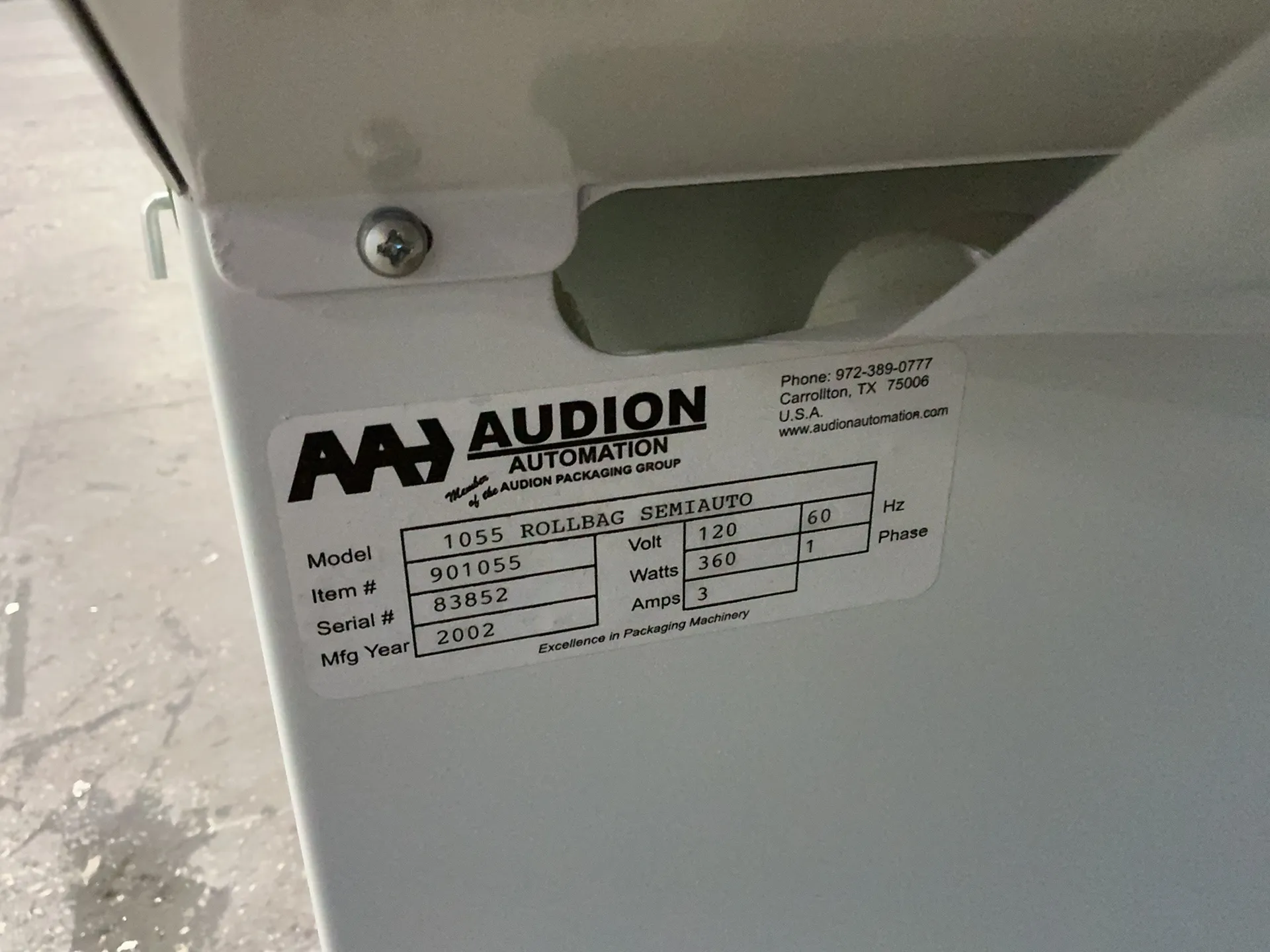 Allied Automation #1055 Rollbag Semiauto, Bagging Machine, 2002 - Image 5