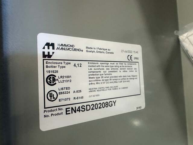 20" H x 20" W x 8" D Hammond #EN4SD20208GY, Eclipse Single Door Wall Mount Enclosure, Type 4/12, IP66, Gray - Image 4