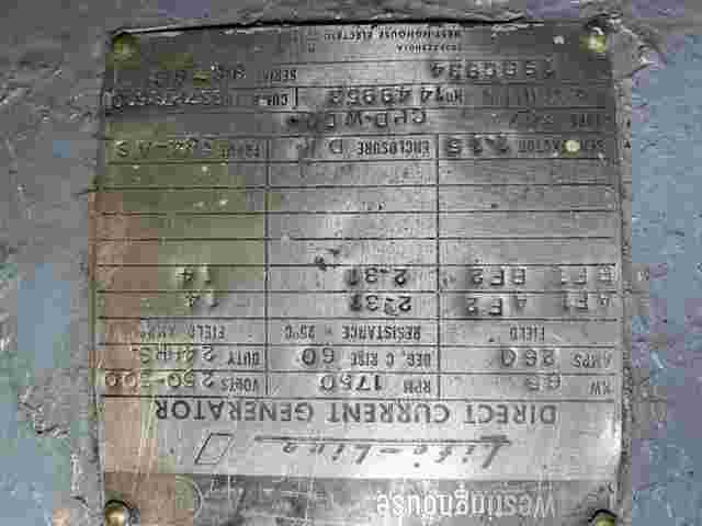 65 KW, 1750 RPM, Westinghouse #19B5934, Frame 584AS, Compound, DP, 260 amp, 250/500 VDC - Image 2