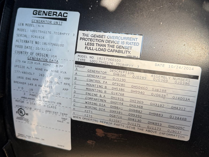 175 kw Generac / Iveco Diesel Generator - Image 6
