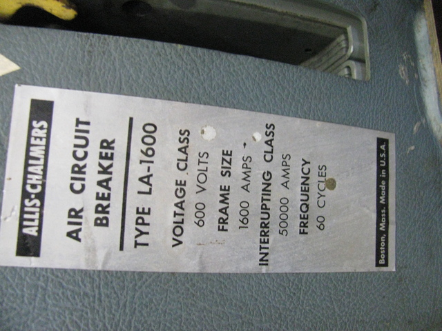 1600 Amps, Allis-Chalmers #LA-1600A, air circuit breaker, AC Pro trip, Rebuilt (4 available) - Image 4
