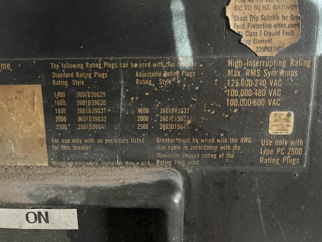 2500 Amps, Westinghouse #PC32500F, molded insulated case circuit breaker, 600 Volts (3 available) - Image 3