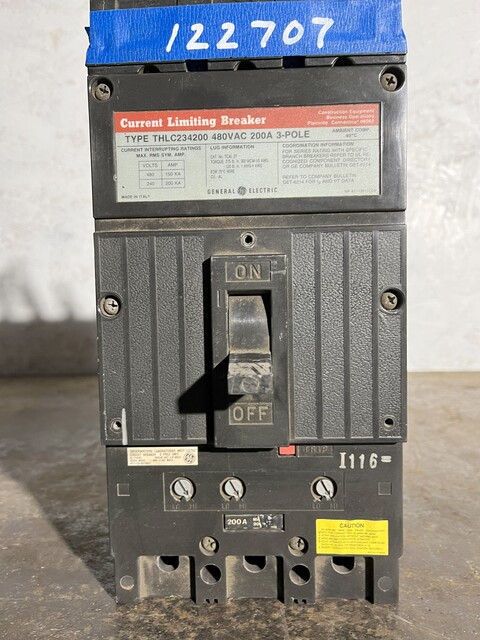 200 Amps, General Electric #THLC234200, molded insulated case circuit breaker, 400 Volts - Image 1