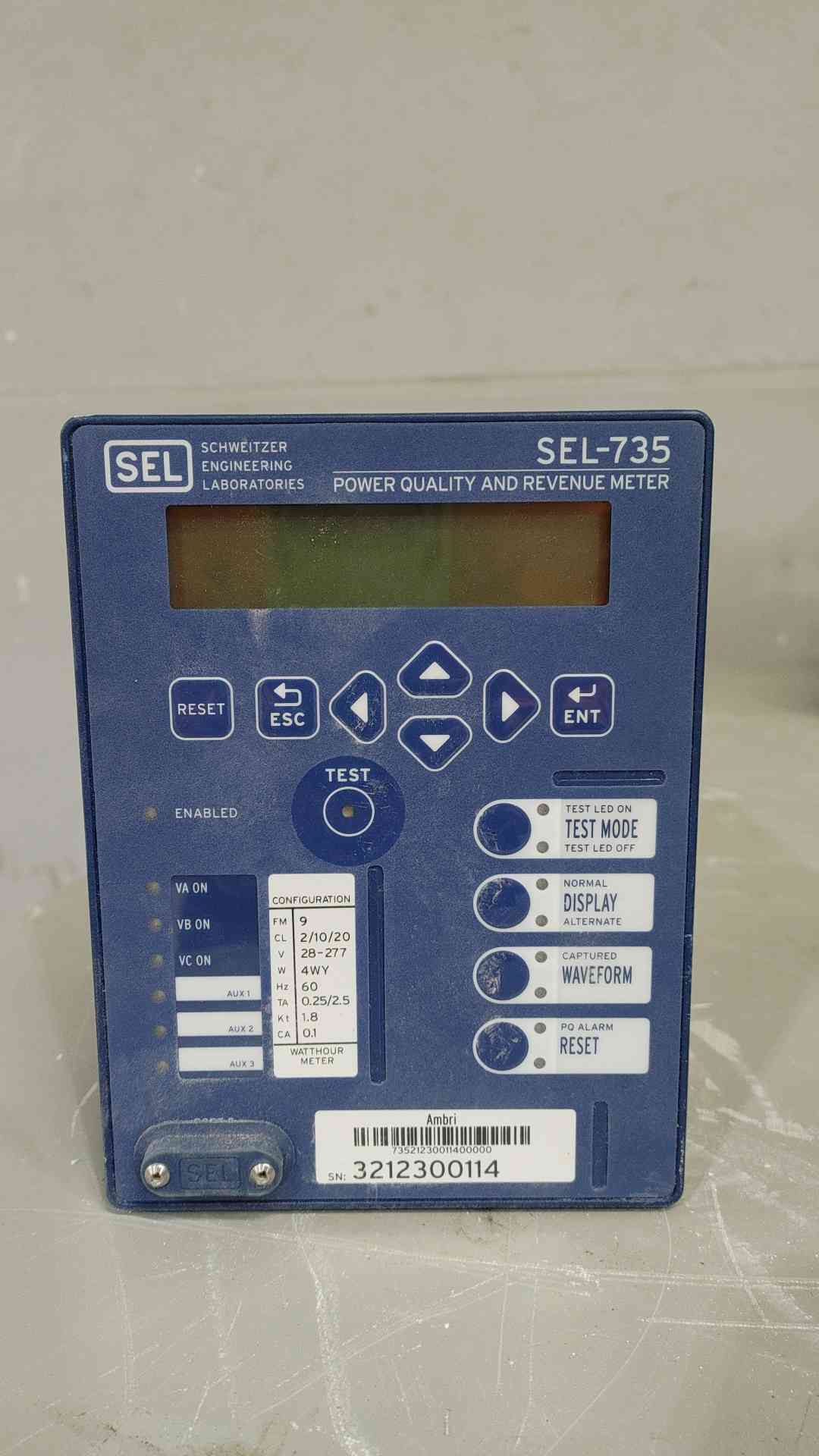 Schweitzer #SEL-735, Power Quality & Revenue Meter - Image 1