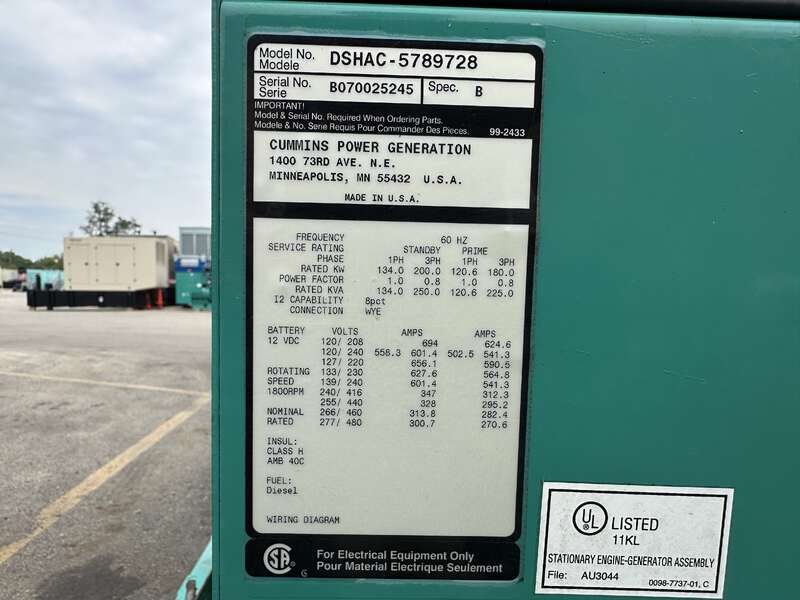 200 KW Cummins #DSHAC, Diesel Generator, QSB7-G5-NR3 engine, 364 HP, Epa Tier 3, 2007 - Image 8