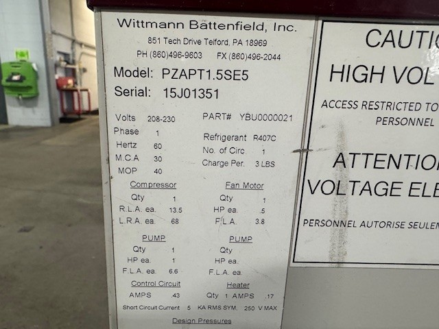 1.5 Ton, Wittmann / Battenfeld #PZAPT1.5SE5, robust air-cooled chiller ideal for various plastic auxiliary - Image 6