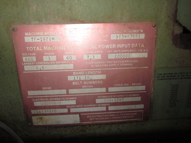 DoAll #TF-1421H, vertical band saw, 13-1/4" round, 45° manual tilt, hydrauic vise - Image 4