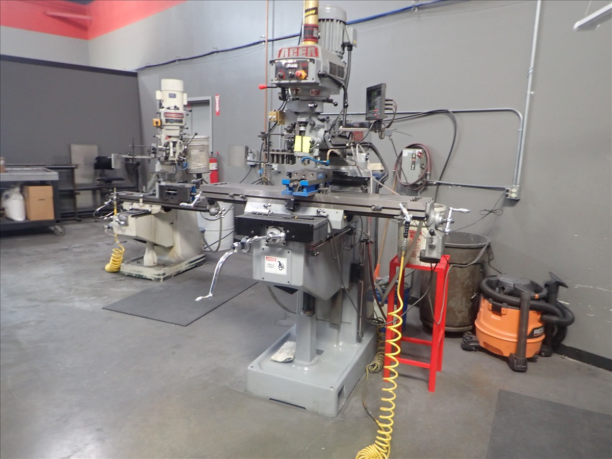 Acer #EVS-3VKH-54, vertical mill, 10" x54" power table, 3 HP, Maxi Torque-Rite, digital read out, Kurt vise - Image 1