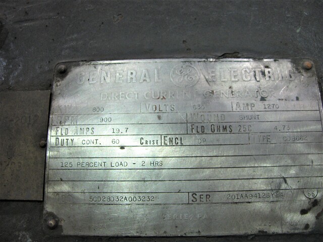 1,000 HP 900 RPM General Electric, Frame CD8662, DP, shunt, 630 VA - Image 2