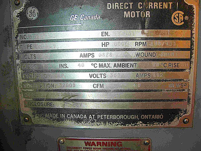 4250 HP 125/438 RPM General Electric, Frame MCF, shunt, 500 VA, 360 VF, 1983 - Image 3