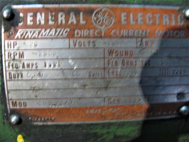 20 HP 2500 RPM General Electric, Frame 326E, DPFG, shunt, 480 VA (2 available) - Image 2