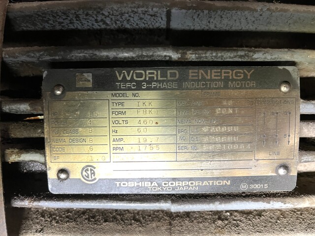 300 HP 400/1900 RPM Hitachi, Frame EFF0, BV, stab shunt, 440 VA, 1986 (3 available) - Image 5