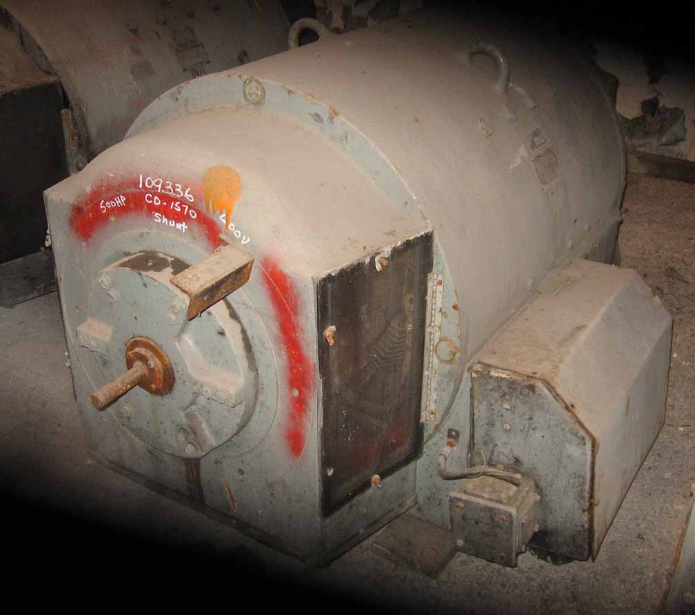 500 HP 860/1700 RPM General Electric, Frame 1570, DP, shunt, 600 VA, 185 VF (3 available) - Image 2