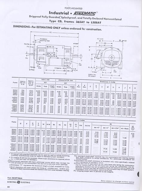 75 HP 1150/2000 RPM General Electric, Frame CD409AT, DPFG, stab shunt, 500 VA, 240 VF (6 available) - Image 1