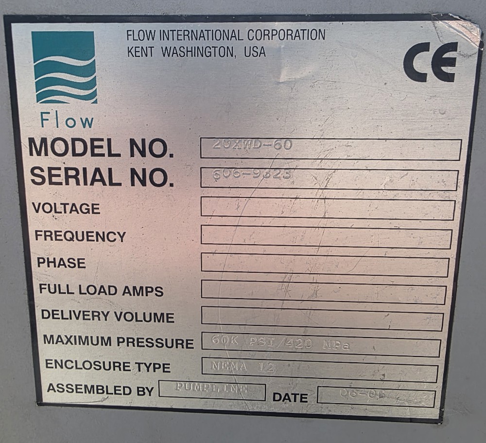 Flow #20XWD-60, Waterjet Intensifier Pump Complete Unit, 60,000 PSI - Image 2