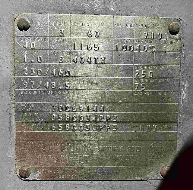 40 HP 1165 RPM Westinghouse, Frame 404TX, DP, 250 Volts - Image 2