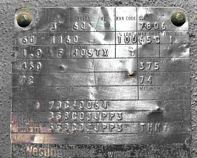 60 HP 1160 RPM Westinghouse, Frame 405TX, DP, 460/475 Volts - Image 2