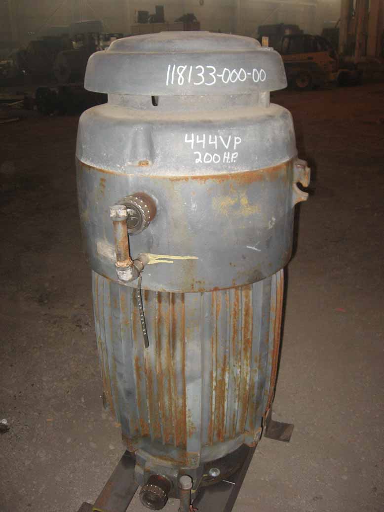 200 HP 1780 RPM U.S. Motors, Frame 444VP, TE, with ratchet, 460 Volts - Image 1