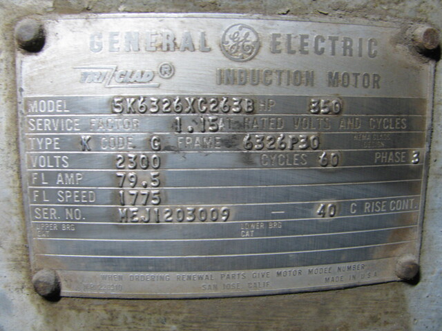 350 HP 1780 RPM General Electric, Frame 6326P30, weather protected enclosure type 1, VHS, vertical hollow - Image 3