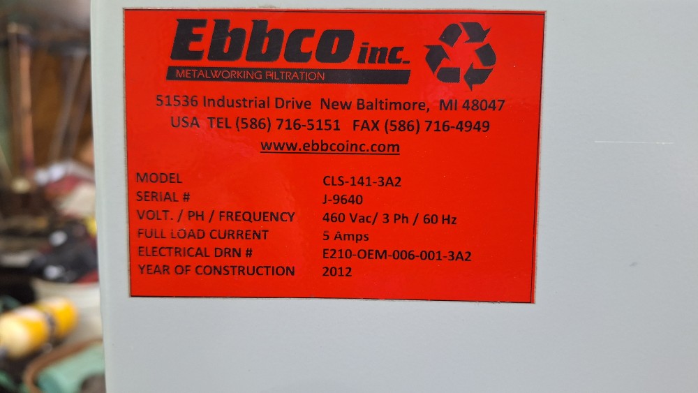 Ebbco #CLS-141-3A2, Closed Loop Waterjet Filtration System - Image 2