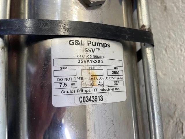 55 GPM, Goulds #3SVA1K2GO, Vertical Multi-Stage Pump, Stainless Steel, 7 stage, 7.5 HP Baldor motor @ 3450 - Image 2