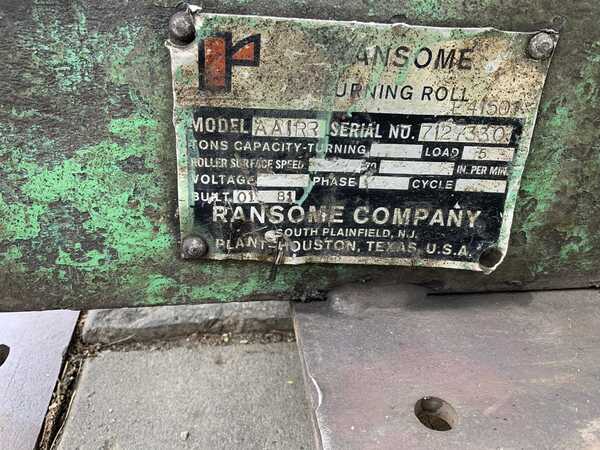 5 Ton, Ransome #AIRR, 10000 lb. power rollers, pendant Control, 1 HP, rubber wheels, 1981 - Image 6