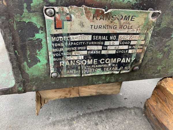 5 Ton, Ransome #AIRR, 10000 lb. power rollers, pendant Control, 1 HP, rubber wheels, 1981 - Image 7