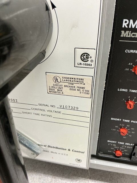 800 Amps, General Electric #TP88SSZ, Power Break Circuit Breaker, 3 Pole, 600 VAC, RMS-9 Micro Versa Trip - Image 3