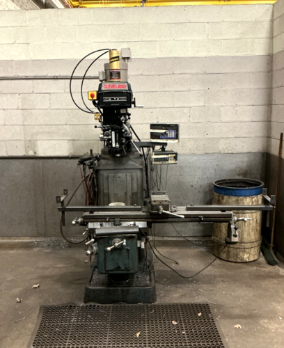 Cleveland, vertical milling machine, 10" x 52" powered table, 3 HP, 1720 RPM, variable speed, 2-axis digital - Image 1