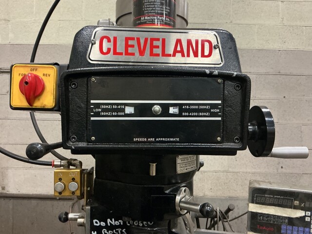 Cleveland, vertical milling machine, 10" x 52" powered table, 3 HP, 1720 RPM, variable speed, 2-axis digital - Image 3