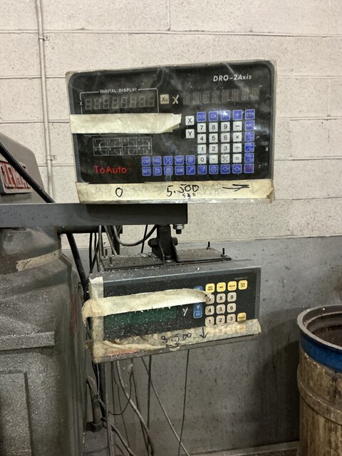 Cleveland, vertical milling machine, 10" x 52" powered table, 3 HP, 1720 RPM, variable speed, 2-axis digital - Image 8