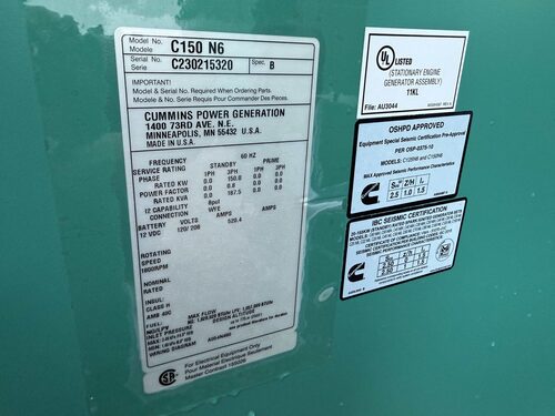 150 KW Cummins #C150-N6, natural gas generator set, 120/208V., 60 Hz, 1800 RPM, QSJ8.9G engine, 2281 hours - Image 7