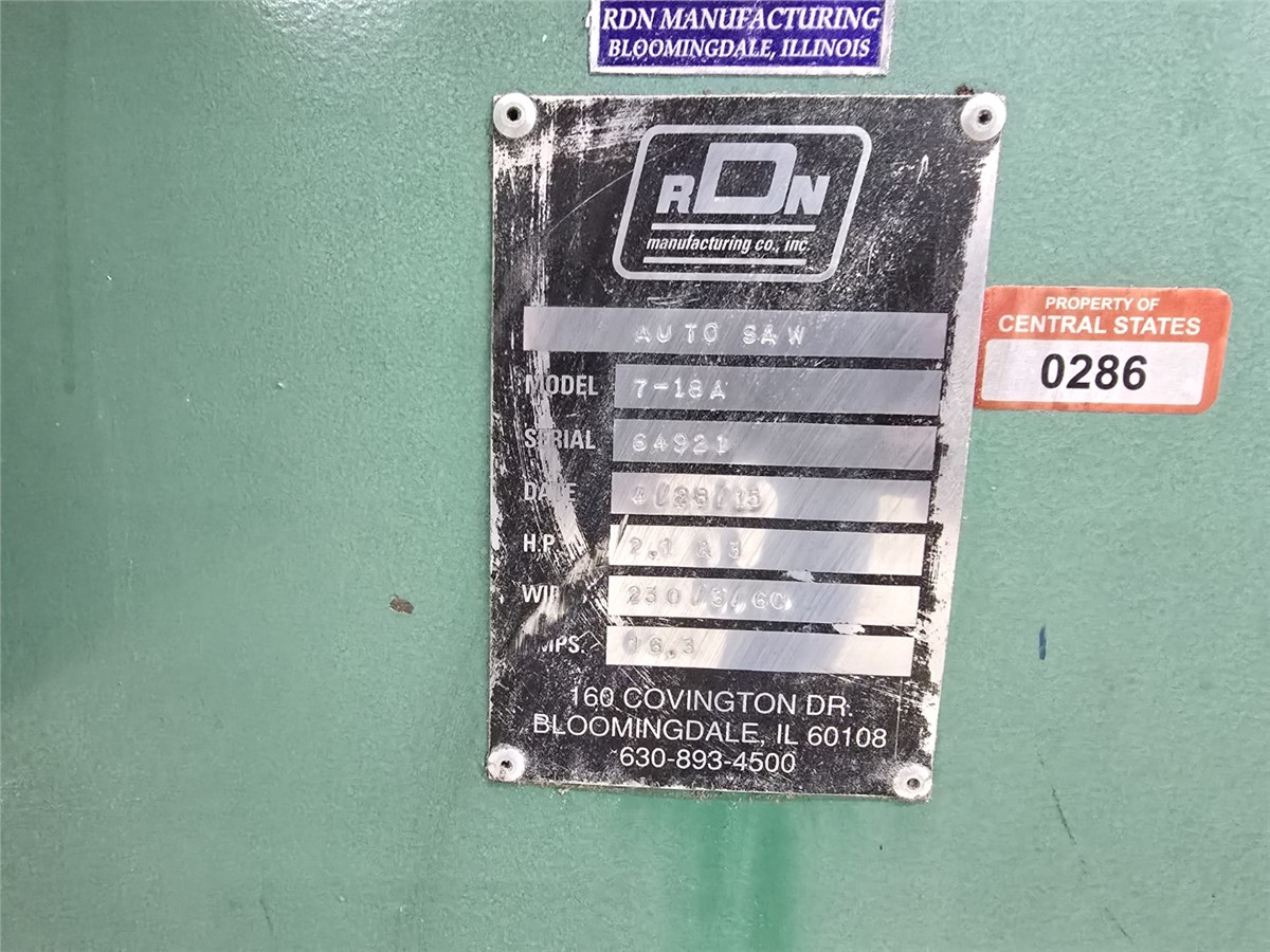 RDN #7-18A, Servo Up-Cut Saw, 20" Diameter Blade, 7" outside dimension Cutting Capacity, 3 HP, 42" - Image 5