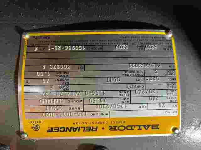 20 HP 1750/2300 RPM Baldor, Frame 259AT, 240 Volts, DPFG, Compound, DC Motor - Image 3