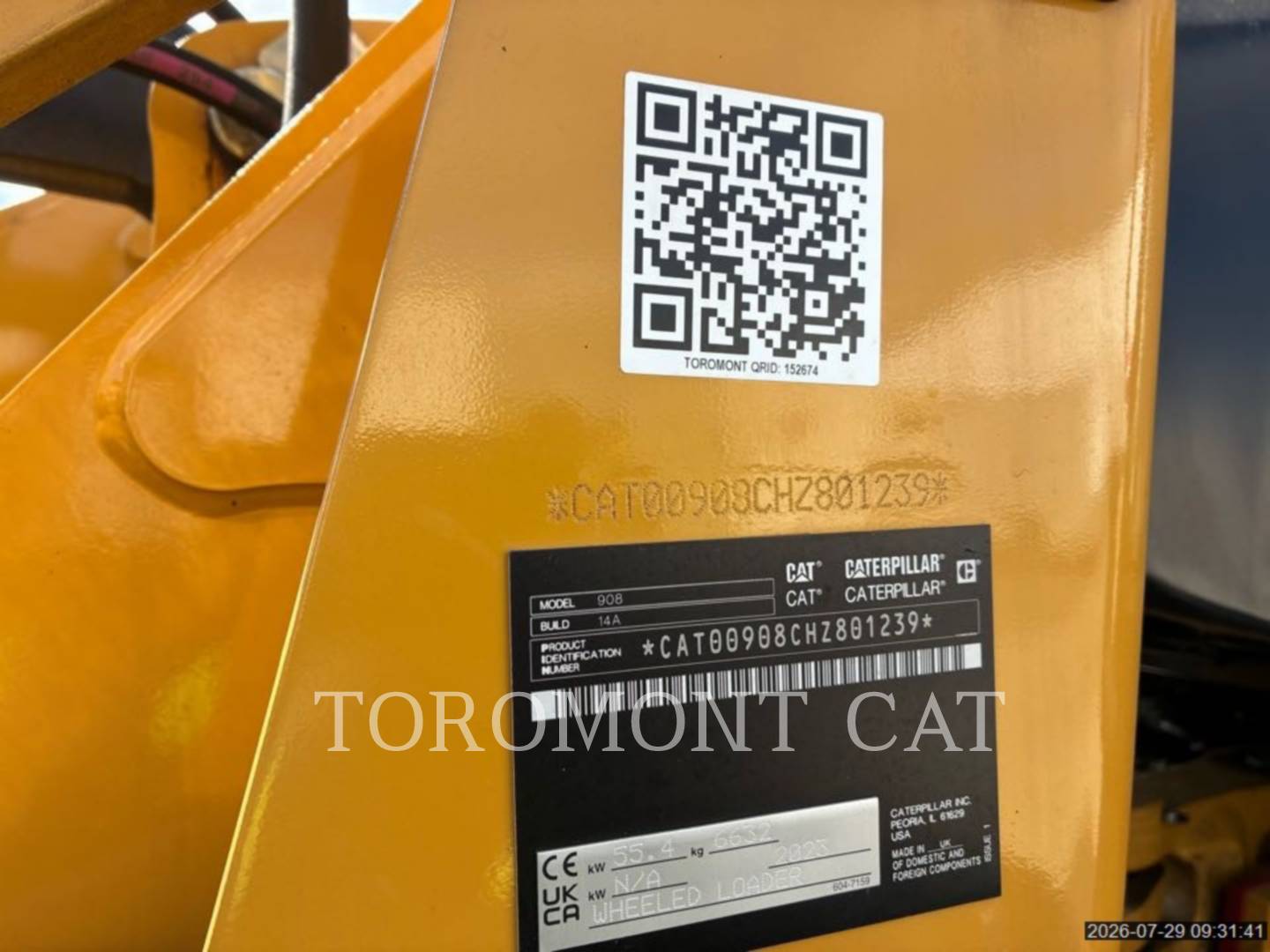 Cat 908-14, Compact Wheel Loader, 138 hours, S/N: HZ801239, 2023 - Image 6