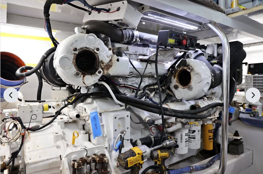 1000 HP Caterpillar #C18, Marine Diesel Engines, 2410 RPM, twin disc MGX marine transmissions, 1.53:1 gear - Image 1