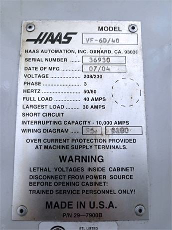 Haas #VF-6, CNC Vertical Machining Center, 64" X, 32" Y, 30" Z, 64" x 28" table, 20 HP, 7500 RPM, CAT 40, 24 - Image 6