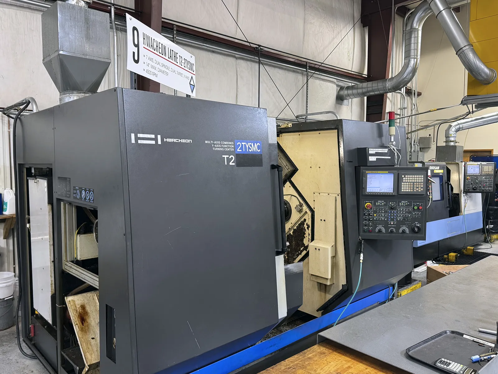 Hwacheon #T2-2T-YSMC, 7-Axis CNC Lathe, 8.27" X, 2" Y, 23.62" Z, 20.4" swing, 14.17" turning diameter, 5 HP - Image 1
