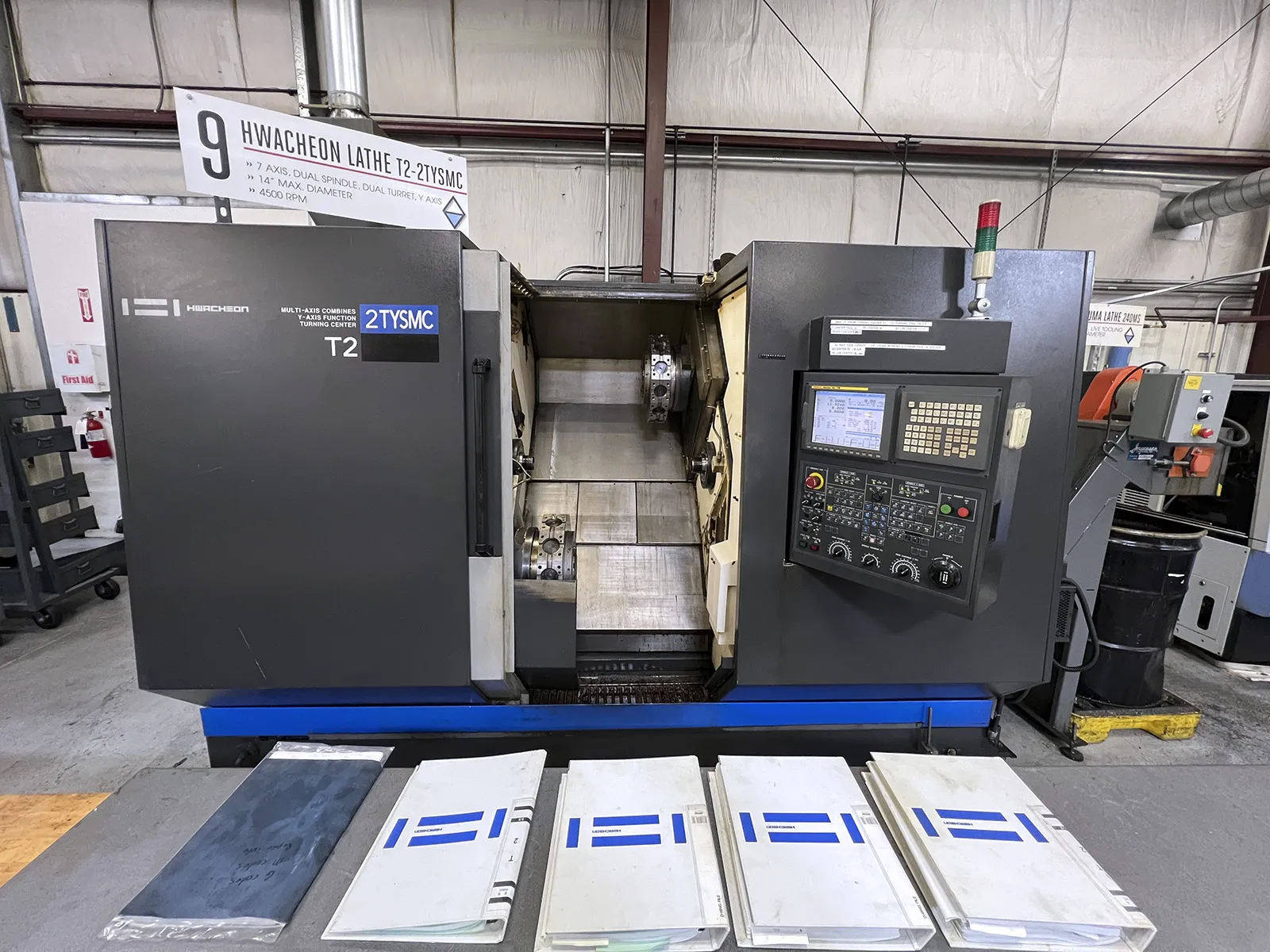 Hwacheon #T2-2T-YSMC, 7-Axis CNC Lathe, 8.27" X, 2" Y, 23.62" Z, 20.4" swing, 14.17" turning diameter, 5 HP - Image 10